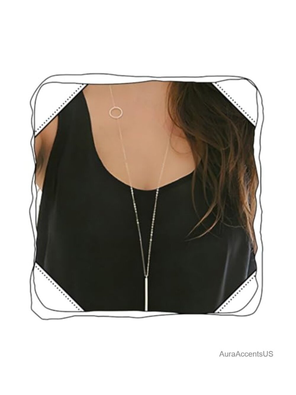 Silver Bar Pendant Necklace Y-Chain Minimalist Jewelry